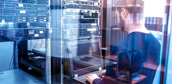 Worker in a data centre