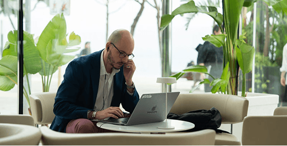 Man working on laptop