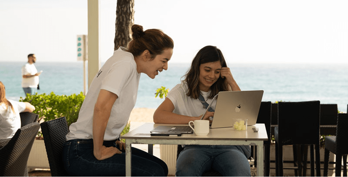Women working remotely